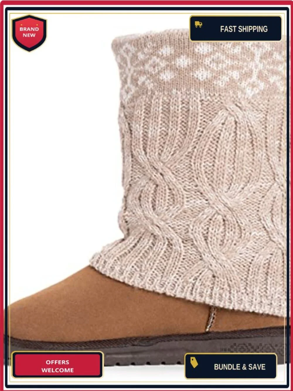 Women's Mid-Calf Water Resistant Acrylic Knit Pull-On Boots